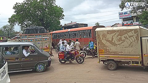 Traffic jam on National Highway at Parola on Sunday.