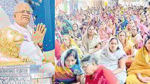 Gurumauli during the initiation of Gurupurnima festival at Sri Swami Samarth Gurupeeth. Servants present in the second photograph