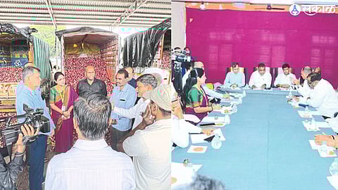 central team during the discussion with actual farmers during the auction process in Lasalgaon market committee on Tuesday.