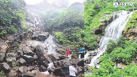 Tourists climb to the high places to soak under the waterfall. In the second picture, the beauty of Igatpuri is seen gushing like waterfalls.