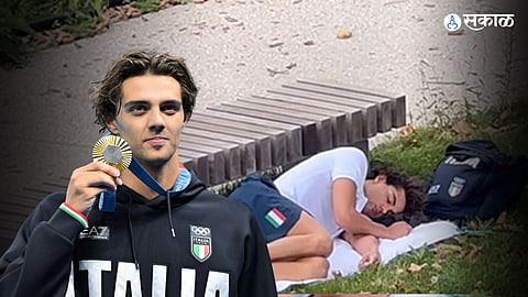 Thomas Ceccon Sleeps at Olympic Village Park