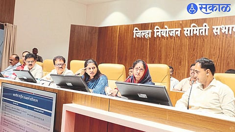 Union Minister of State Raksha Khadse speaking at the meeting held in the District Planning Committee Hall on Saturday.