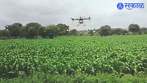 Field spraying by drones.