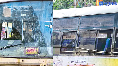 Some pictures showing the condition of dilapidated buses in Nashik Maharashtra Road Transport.