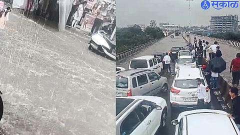 Rain water flowing from Dahipool area.