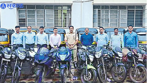 Police with bikes seized from thieves.