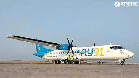 Passenger plane of Fly-91 ready for 'take-off' at the airport