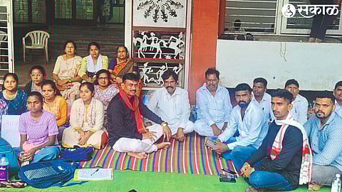 While agitating at the Tribal Development Commissionerate, former MLA J. P. Gavit