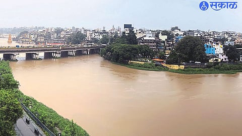 Gangapur Dam has released due to continuous rain. Godavari river is in flood since last three days. As Godavari river overflowed on Monday, riverside temples, ghats were submerged in flood water. This scene captured by Godavari river flood.