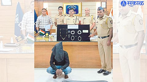 Police officers and team present during the inspection of the subject material along with the arrested suspect in the burglary case.