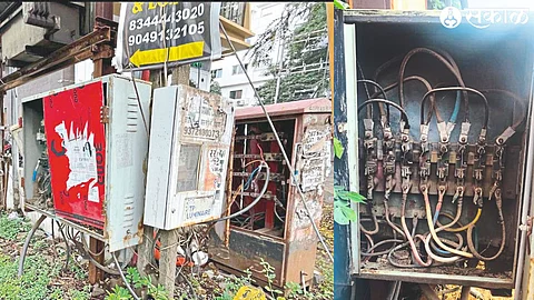 Distribution boxes and mini pillars supplying unsheathed electricity.
