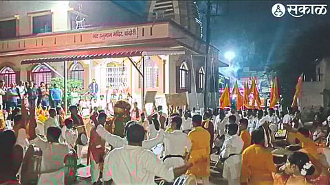 Team playing drums at Chandori.