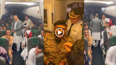 Passengers of PIA flight PK-284 protest after the aircraft mistakenly lands in Karachi instead of Peshawar