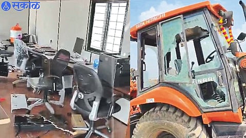 Vehicles and office of Bharat Agro Company vandalized in industrial estate.