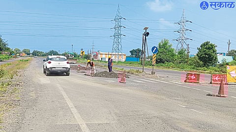 While repairing potholes on the highway.