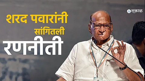 Sharad Pawar addressing a press conference about the assembly elections strategy with NCP, Congress, and Shiv Sena (UBT).