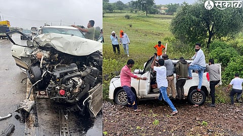 accident Two died on spot in accident at nandgaon