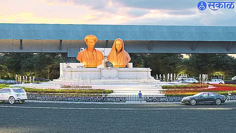 The statue of Mahatma Phule and Savitribai Phule installed at Savitribai Phule Chowk here.
