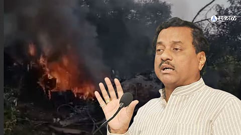 Helicopter crash site in Pune's Bavdhan Budruk area, where three people lost their lives.