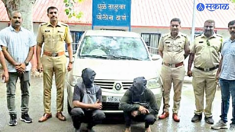 Action police team present with suspects arrested in case of cattle theft.