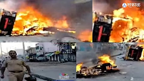 Akola Violence: अकोल्यात तणाव! दोन गटात राडा, जमावाने दगडफेक करुन कार पेटवल्या