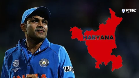Virender Sehwag campaigning for Congress' Anirudh Choudhary in Haryana's Tosham constituency
