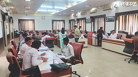While inspecting the documents in the Zilla Parishad hall on Monday, District Health Officer Sudhakar More, Deputy Chief Executive Officer Ravindra Pardeshi, Deputy Education Officer Bhaskar Kanoj, Dr. Rajendra Bagul.