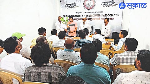 During the meeting of Sinner Industrial and Manufacturers Association, MP Rajabhau Vaje and entrepreneurs posing various questions.