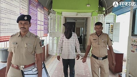 Police presenting a suspect in a molestation case in court