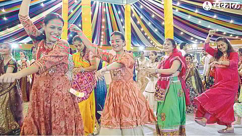 Garba painted by Gujarati community at Keshav Garden near Manohar Talkies in the city on the occasion of Navratri festival.