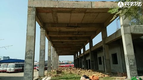 bus stand construction file photo