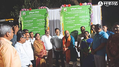 Guardian Minister Gulabrao Patil at the groundbreaking ceremony of the proposed Bus Depot construction in Jalgaon under the Pradhan Mantri E-Bus Service Scheme