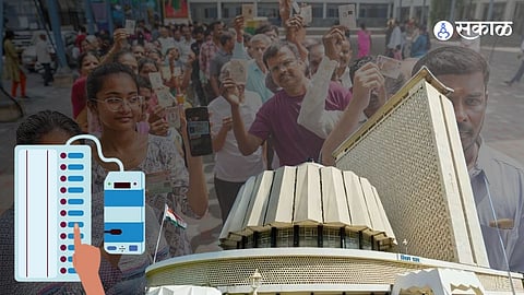 Election officials reviewing the Model Code of Conduct in Maharashtra.