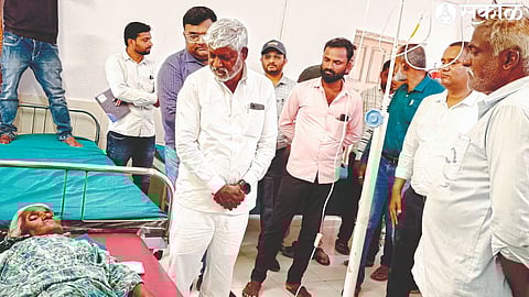 MLA Dilip Borse while questioning a patient at the health center.