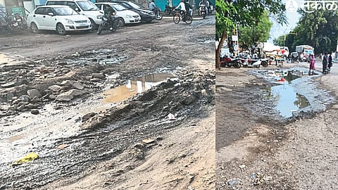 Rain water accumulated in a pothole near National Integration Square on Camp Road here.