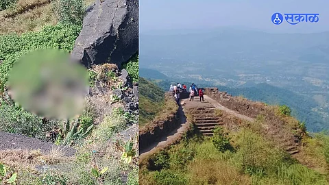 Sinhagad fort Accident Person fell into 250 feet deep gorge khadakwasla