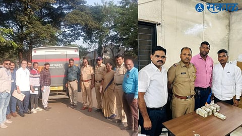 Vehicle found with illegal cash during blockade in Satpur area. Along with the team of Satpur Police Station. In the second photo, the cash seized from the suburban area. Suburban police station team including.