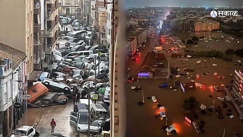 Drone image of Valencia bridge destroyed by rapid floodwaters in Spain
