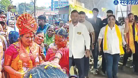 Prof. Devyani Farande meeting voters. Musheer Syed, a candidate for the underprivileged, campaigning in the central constituency