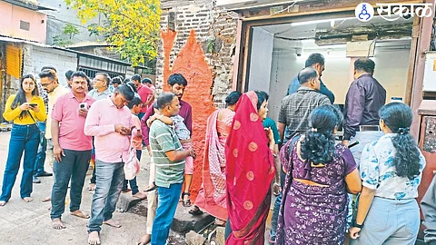 Devotees queuing at the Online Darshan Pass Center here.