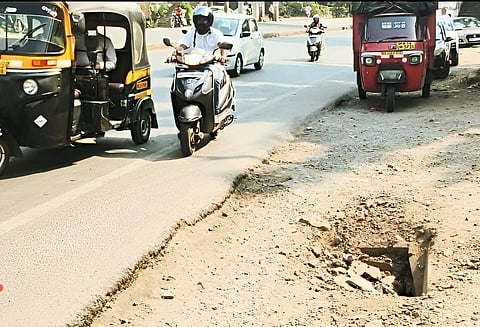 पुणे-नाशिक महामार्गावरील
चेंबरची दुरुस्ती करण्याची मागणी