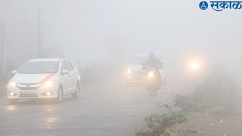In the morning, thick fog spread over the city.