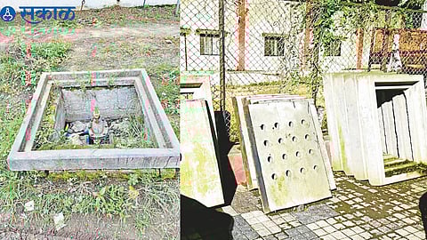 An open water valve in Morwadi. Roadside valve cover at Hedgewarnagar.