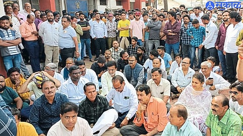 Srirampur bandh and protest rally outside police station in response to the attack on a businessman