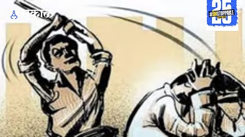 Scene from Shirwal after a knife attack on a local fruit vendor, sparking fear in the community."