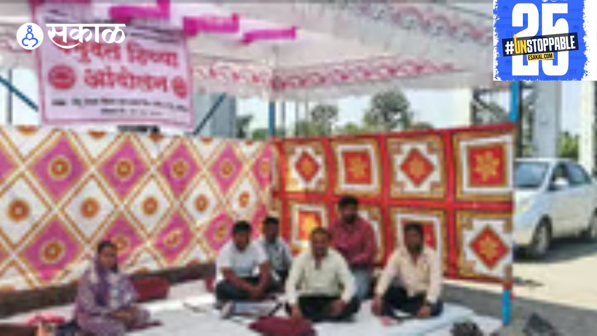 "Residents of Tembhu gather for an indefinite sit-in protest at the historic Tembhu walls, advocating for justice and social change."