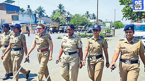 Women take over police station duties at Mahatma Gandhi Chowk, celebrating Women's Day with leadership and empowerment."