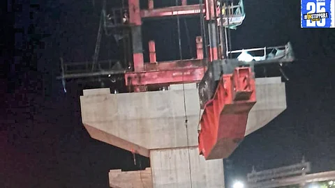 A segment of the Karad flyover collapsed, leaving two injured. Rescue operations are underway at the accident site.