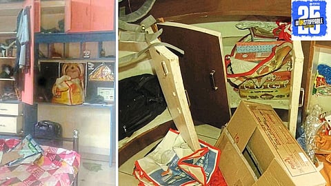 Thieves stole 10 lakh rupees by entering through the terrace in Rukmininagar, causing a major robbery in the area."