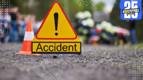 The accident site at Karmaveer Chowk where a woman labourer was run over during roadwork.